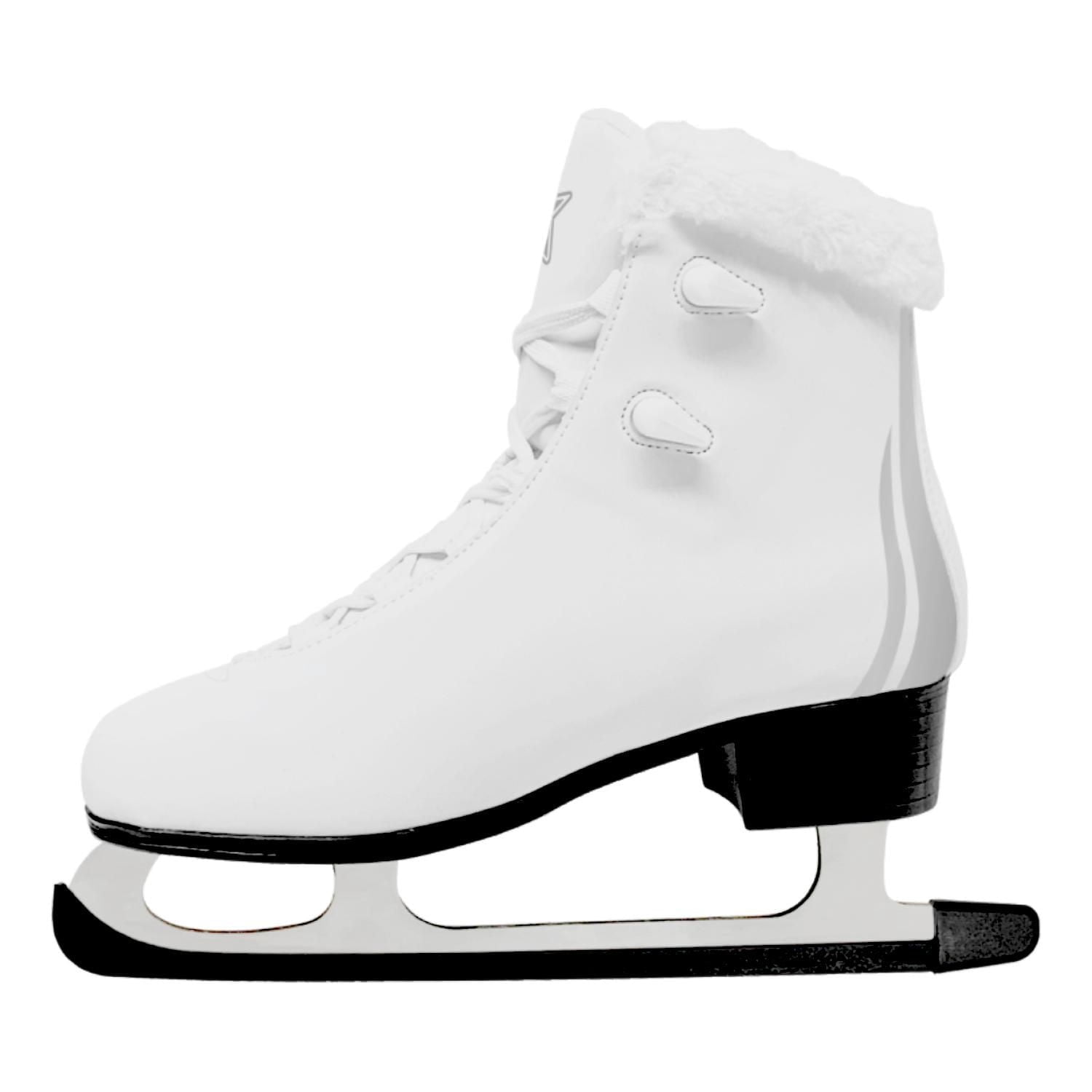 FS Figure Skates with Fur Collar - White Junior Sizes 2-5 and Senior 6-9