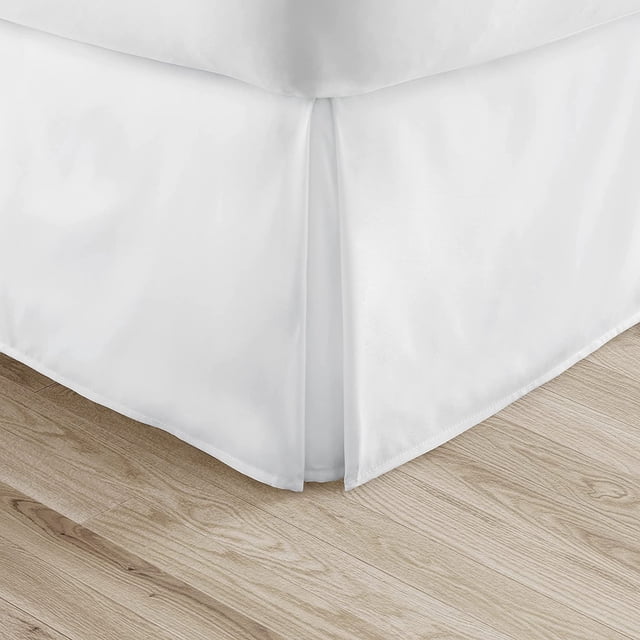 Alive Pixels Bed Skirt White Solid 100 Percent Cotton Split Corner Pleated 1-Pc with 21 Inch Drop 200TC (Queen, White)