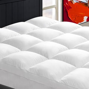 Matelas Topper Twin pour douleur au dos, housse de matelas extra épais, plateau d'oreiller en peluche, poche élastique profonde, blanc, 39"X75"+20"