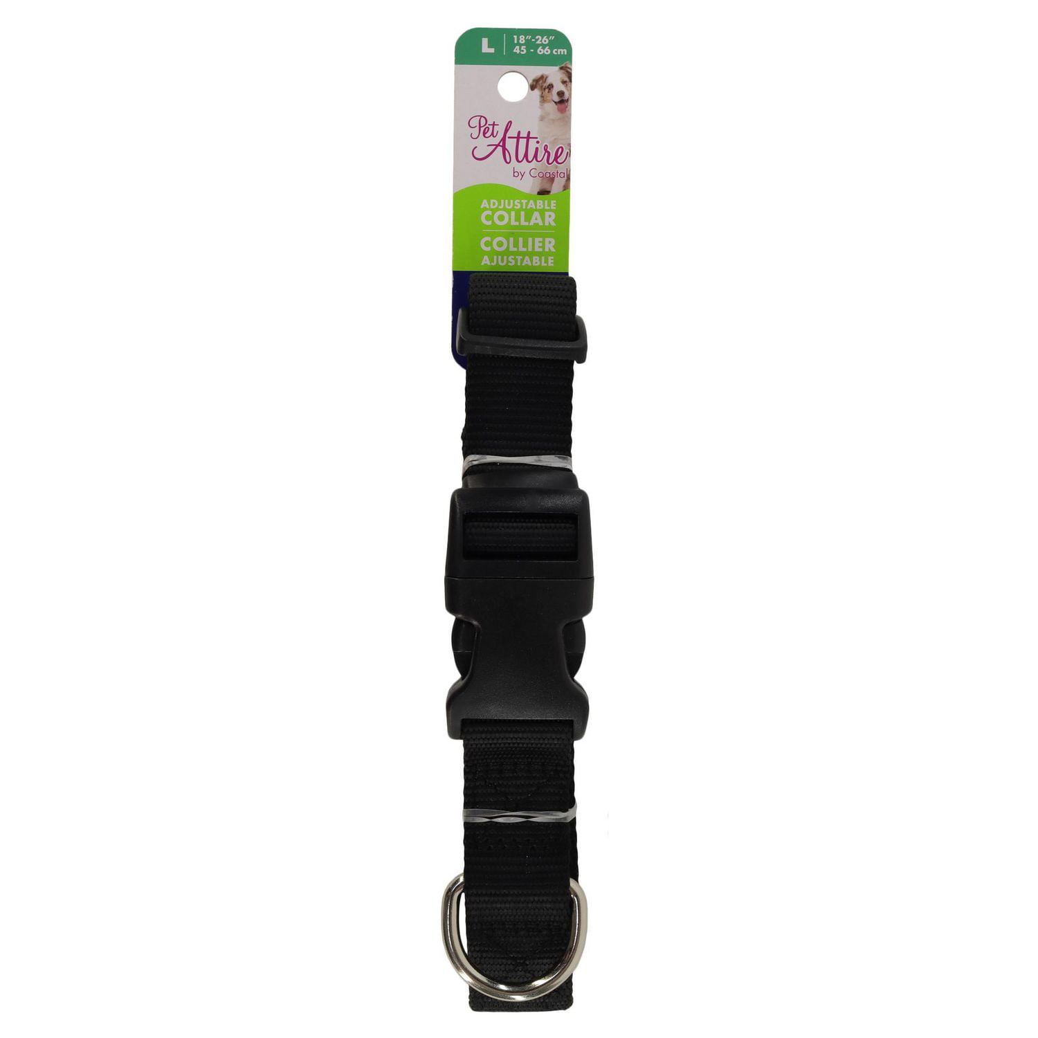 Pet Attire by Coastal Small 8-12" Black Adjustable Buckle Dog Collar