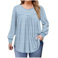 thumbnail image 1 of Lmnyox Hauts Grande Taille pour Femmes, Manches Longues Surdimensionnées, Col Rond, Chemises Plissées, Blouses Décontractées Mode, 1 of 6