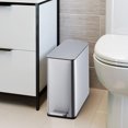 thumbnail image 2 of 2.6 Gallon / 10L Stainless Steel Trash Can with Foot Pedal – Soft-Close Lid, Removable Inner Bucket, Slim Rectangular Garbage Bin for Bathroom, Kitchen, or Office – Brushed Silver Finish, 2 of 7