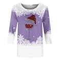 thumbnail image 4 of Pisexur Chandails de Noël pour Femmes Chandails à Manches 3/4 pour Femmes Chandails à Col Rond Graphiques Amusants Chandails à Capuchon Décontractés pour les Fêtes de Noël Confort Amples Mode d'Automne Chandails à Enfiler, 4 of 4