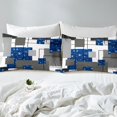 thumbnail image 4 of YST Boys Geometric Grids Sheet Set Twin Blue Glitter Sequins Checkered Kids Bed Sheets Black Grey Abstract Square Stripes Bedding Modern Geometry Fitted Sheet + Flat Sheet + 1 Pillow Case, 4 of 5