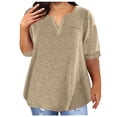 thumbnail image 1 of AherBiu Plus Size T Shirts for Women V Neck Loose Comfy Basic Tees Summer Workout Oversized Tshirt Tops, 1 of 5