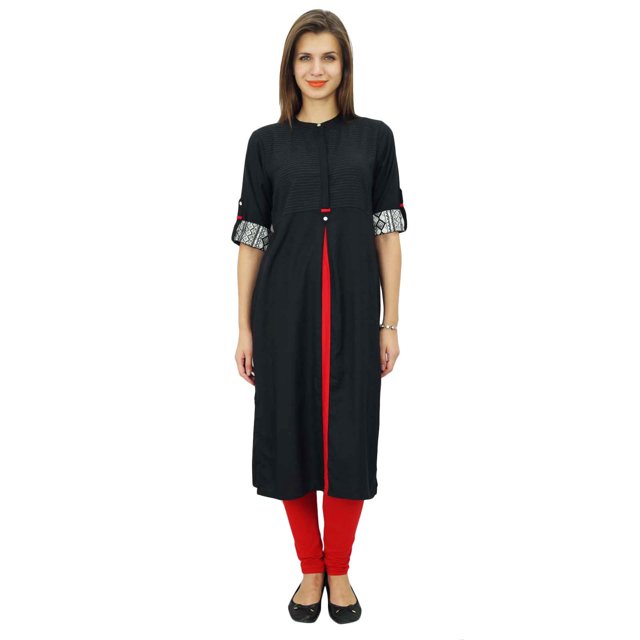 Bimba Tunique pour Femme à Manches 3/4 Longue Kurta Kurti Blouse Ethnique Indienne