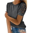 thumbnail image 1 of Plebaso T-Shirts pour Femmes 2025 Manches Courtes Décontractées Col Rond Hauts Élégants Blouses Habillées pour Femmes P-5TG, 1 of 5