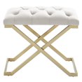 thumbnail image 1 of Contemporary Velvet & Stainless Steel Bench in Ivory & Gold, 1 of 6