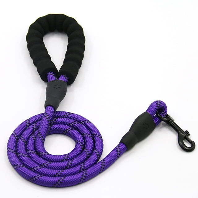 Strong Nylon Dog Leash Rope with Comfortable Padded Handle Training Lead for Medium and Large Breeds Dogs - Heavy Duty 5ft Long (Purple)