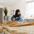thumbnail image 2 of Comtest Chunky Knit Throw Blanket Chenille, Khaki, 47"x71"(Home Size), 2 of 6