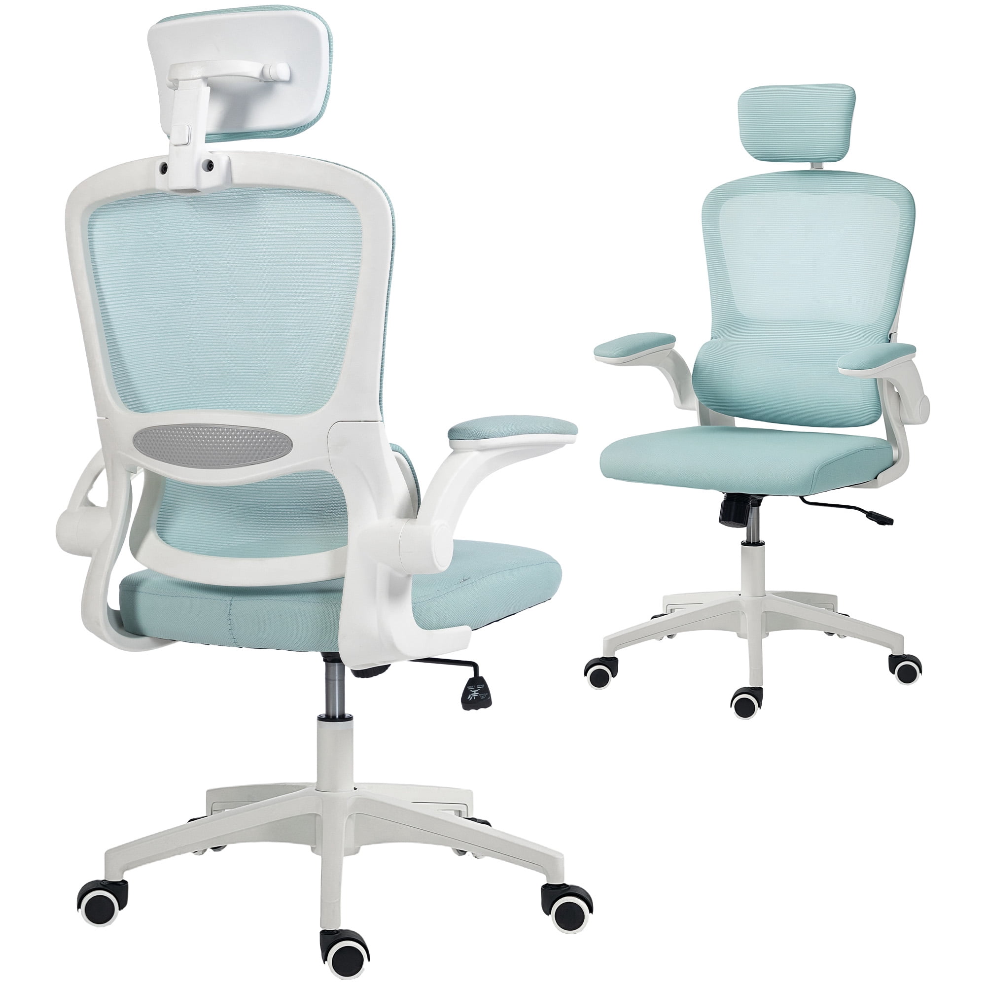 HOMCOM Ergonomic Office Chair, Desk Chair with Lumbar Support, Light Green