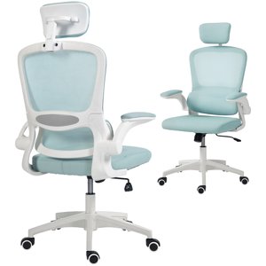 HOMCOM chaise de bureau ergonomique, chaise de bureau avec support Lombar, vert clair