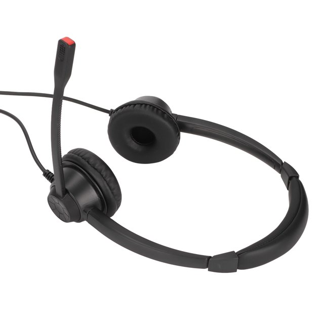 Headset RJ9 Phone Headset Built in HD Microphone Binaural Office Headset Support Speaker Volume Adjustment Black