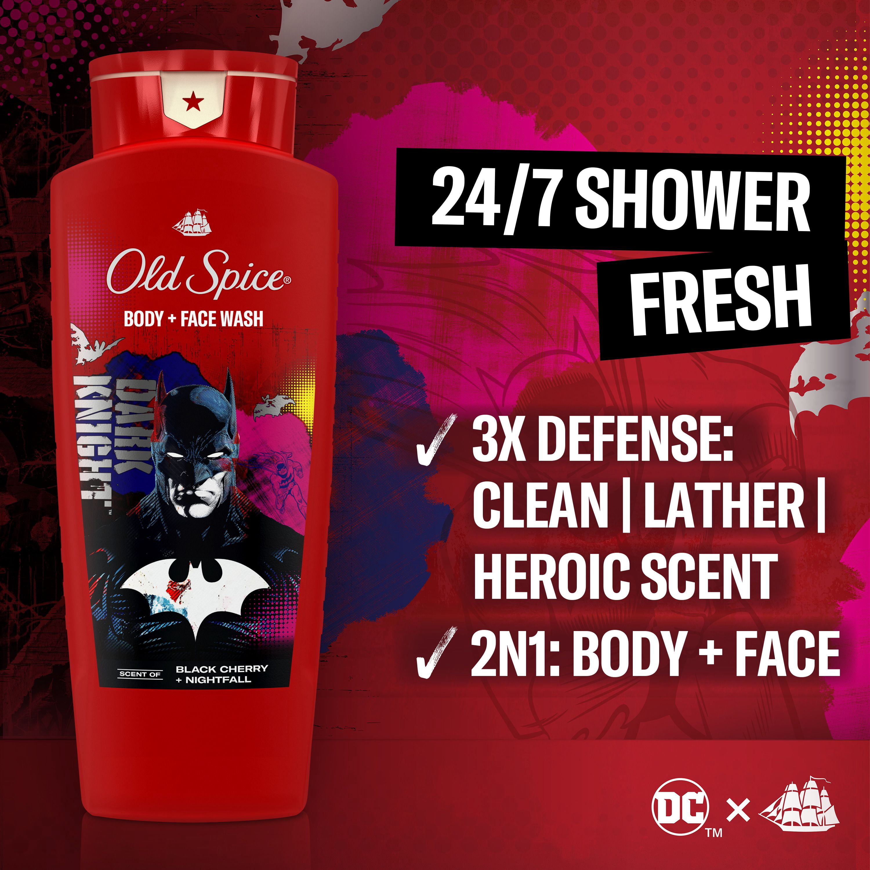 Ensemble-cadeau Old Spice Batman avec un désodorisant Batman de 85 g et un nettoyant pour le corps de 473 mL