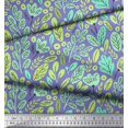 thumbnail image 2 of Soimoi Blue polyester Crepe Fabric Artistic Leaf & Floral Printed Fabric 1 Yard 42 Inch Wide, 2 of 5