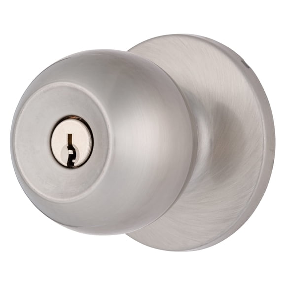 BRINKS – Transitional Keyed Entry Ball Door Knob, Satin Nickel - Designed for Traditional and Transitional Homes and Blends Seamlessly with Interio
