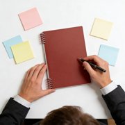 Roiihwy Horizontal Spiral Notebook for Work, B5 Notebooks with Detachable Ring, Lined Pocket Notebook Making Plans Writing Memos Office Supplies(Red)
