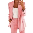 thumbnail image 1 of Pisexur Women's Two Piece Outfits Solid Color Long Sleeve Button Suit Blazer Jacket Wide Leg Pants Matching Set with Pockets Business Work Casual Suit Sets Plus Size S-5XL, 1 of 3