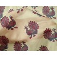 thumbnail image 4 of oneOone Silk Tabby Fabric Peacock Block Printed Fabric 1 Yard 42 Inch Wide, 4 of 4