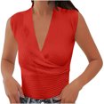 thumbnail image 2 of LSLJS Blouse Haut Uni à Manches Courtes à Col en V Confortable et Décontracté pour Femmes, Camisole Débardeur pour Femmes, 2 of 7