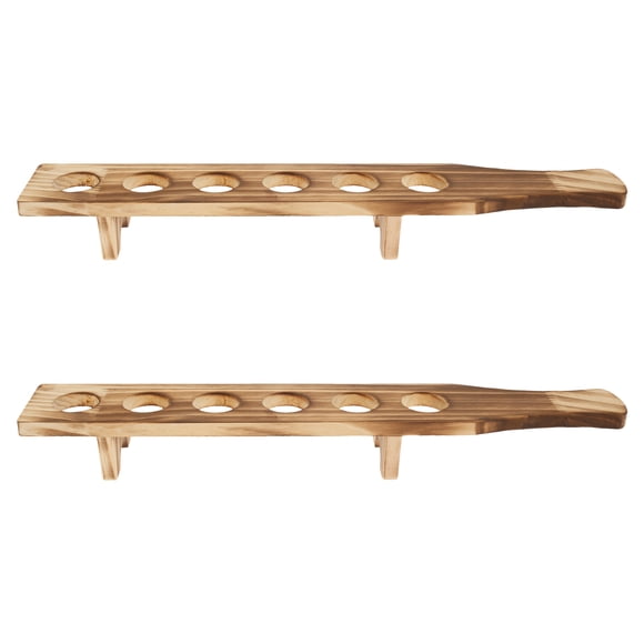 2 Pcs Plateau à Verres en Bois Support à Verres à Shooter avec 6 Trous Plateau de Service pour Verres de 1,4 Pouces de Diamètre Présentoir à Verres à Shooter pour Fête Bar Club Boire