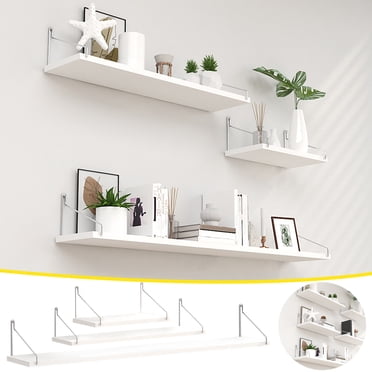 Wzzjkit Floating Shelves for Wall, Modern White Wall Shelves for Bedroom, Nursery Floating Shelves Display Picture Shelf for Wall Decor Living Room Bathroom Kitchen