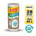 thumbnail image 1 of Glad White Garbage Bags - Tall 45 Litres - Made using 50% Recycled Plastic, 28 Trash Bags, 1 of 7