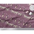 thumbnail image 3 of Soimoi Purple Polyester Crepe Fabric Penguin & Stripe Animal Decor Fabric Printed BTY 42 Inch Wide, 3 of 3