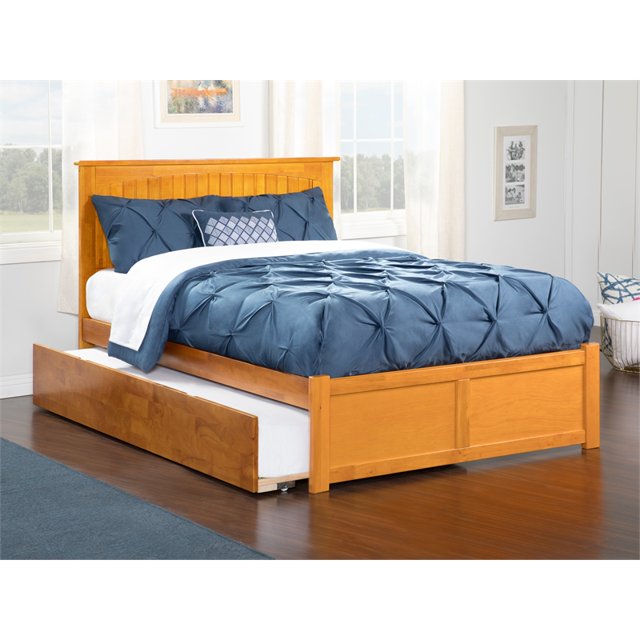 AFI Nantucket Lit Plate-Forme en Bois Massif avec Simple Gigogne en Latte de Caramel