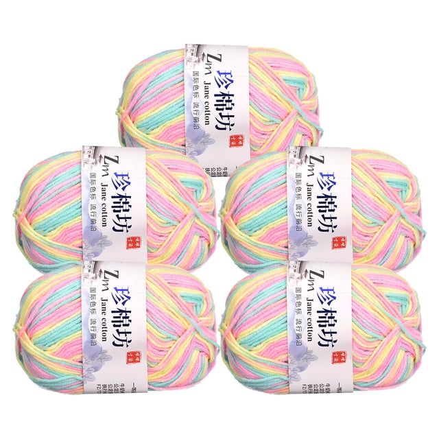 Unique Bargains Cotton Blend Pink Green Yarn, 5 Pack