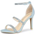 thumbnail image 1 of BLISSFUL STEP Women's Rhinestone Ankle Strap Heel Sandals, 1 of 6