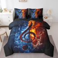 thumbnail image 1 of Music Theme King Bedding Set 7 Piece Music Note Comforter Set With Sheets Water And Fire Bed In A Bag For Kids Adults Red Blue Bed Set Reversible, 1 of 5