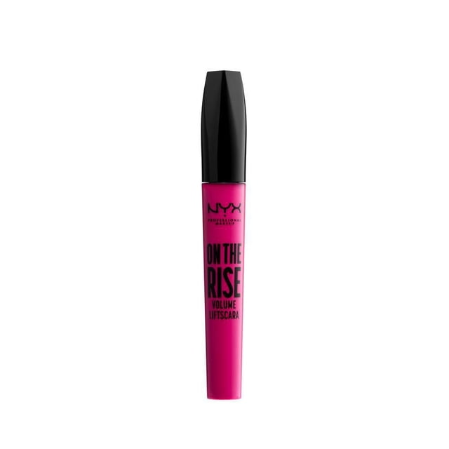 NYX Professional Makeup On The Rise Mascara Volumisant en tube Rose Vif avec Texte Noir et Embout Noir Lustré, Doté d'Une Formule de Mascara Volumisant Rehaussant les Cils Conçue pour Allonger et Rehausser les Cils avec une Finition Noir Mat.