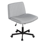 Gymax Criss Cross Chair No Wheels w/Soft-Padded Wide Seat Adjustable Height Modern Gray
