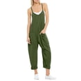 thumbnail image 1 of TrendOFT Jumpsuits For Women Casual Summer Solid Loose Pocket Spaghetti Strap Wide Leg Womens Overalls Rompers Green S, 1 of 5