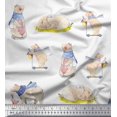 thumbnail image 1 of Soimoi Tissu Poly Georgette Cycle,Rabbit & Bear Tissu Imprimé pour Enfants 1 Yard 42 Pouces de Large, 1 of 2