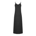 thumbnail image 4 of Pompotops Robes d'Été pour Femmes Décontractées Boho Couleur Unie à Bretelles Anneau Plage Longue Robe Maxi avec Poches, 4 of 7