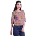 thumbnail image 2 of Moomaya Printed Keyhole Neck Ring Top Casual 3/4th Sleeve Tees Tank Tunic Top, 2 of 5