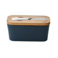 thumbnail image 1 of Tnarru Ceramic Butter Dish Cheese Butter Storage Box Practical Butter Container Butter Holder Box for Tools Refrigerator Dining Room Blue, 1 of 8