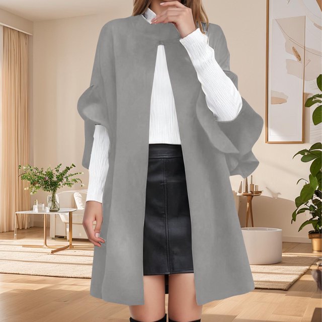 Lovzfmll Manteau Trench en Laine pour Femme, Revers Cranté Mode avec Poches à Rabat Gris, 3TG