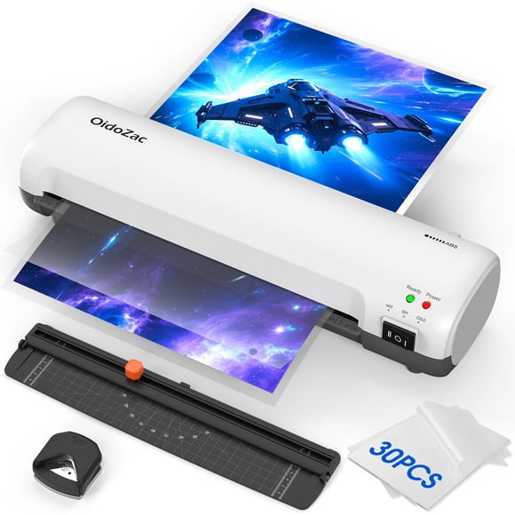 Laminator Machine 9-Inch, 4-in-1 Thermal Laminator with 30 Laminating Pouches (A4/A5/A6), Never Jam ABS Button, Trimmer & Corner Rounder, Hot & Cold Desktop Laminating Ma