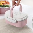 thumbnail image 1 of Oleegame 1PC Stainless Steel Cutlery Set Portable Wheat Straw Double Layer Thermal Box Lunch Containers For Adults Lunch Boxes For Kids Pink, 1 of 3