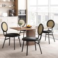 thumbnail image 4 of 4PC Modern Upholstered Dining Chairs with Natural Rattan Back & Metal Legs, Space-Saving for Kitchen, Dining Room, 4 of 7