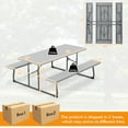 thumbnail image 3 of Costway Folding Picnic Table with 2 Benches All Weather Wood-like Tabletop Umbrella Hole Grey, 3 of 10