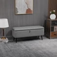 thumbnail image 2 of HOMCOM Banc Ottoman de Rangement, Repose-Pieds en Tissu de Lin Gris, 2 of 10