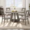 thumbnail image 1 of Farmhouse Dining Table, 47 Inch Round Kitchen Table for 4, Industrial Dinner Table with Wooden Top and Metal Base for Home Dining Room or Living Room（No Chairs）, 1 of 7