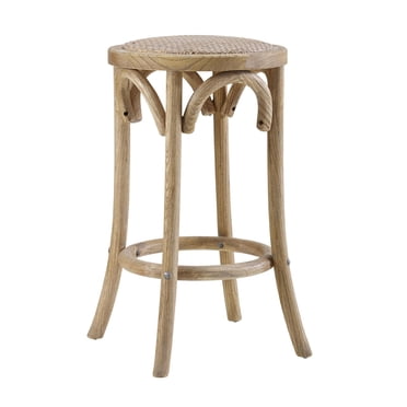 Tabouret de Comptoir Sans Dossier Whit Avec Assise en Rotin, Naturel