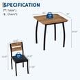 thumbnail image 2 of 3 Piece Dining Table Set for 2 – Space-Saving Kitchen Table with Metal Frame, Wood Grain Top, Upholstered Chairs – Perfect for Small Dining Room, Apartment, Studio, 2 of 9