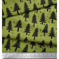 thumbnail image 3 of Soimoi Green Moss Georgette Fabric Snow & Cedar Tree Printed Fabric 1 Yard 42 Inch Wide, 3 of 5