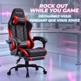 thumbnail image 2 of Chaise de jeu inclinable GTRACING avec Bluetooth, coussins ajustables et repose-pieds – Rouge, 2 of 8